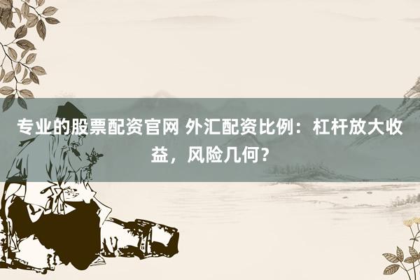 专业的股票配资官网 外汇配资比例：杠杆放大收益，风险几何？