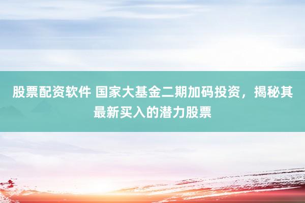 股票配资软件 国家大基金二期加码投资，揭秘其最新买入的潜力股票