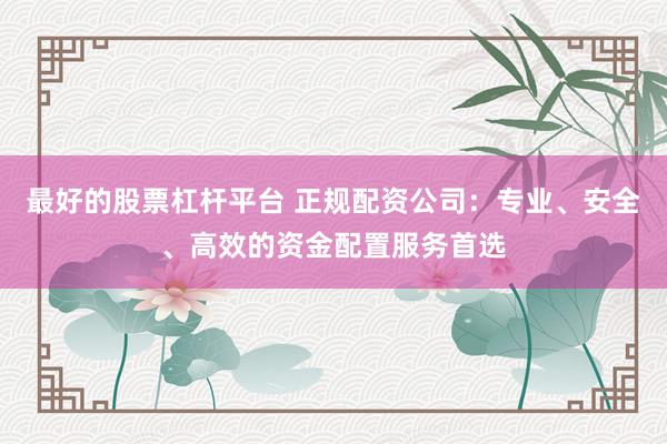 最好的股票杠杆平台 正规配资公司：专业、安全、高效的资金配置服务首选