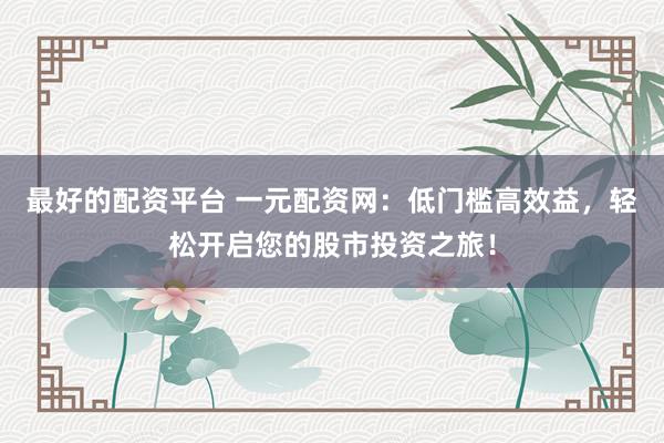 最好的配资平台 一元配资网：低门槛高效益，轻松开启您的股市投资之旅！