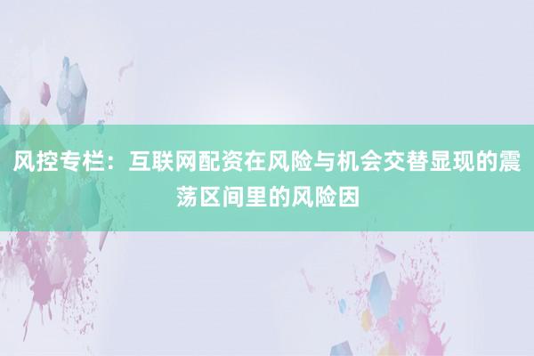 风控专栏：互联网配资在风险与机会交替显现的震荡区间里的风险因
