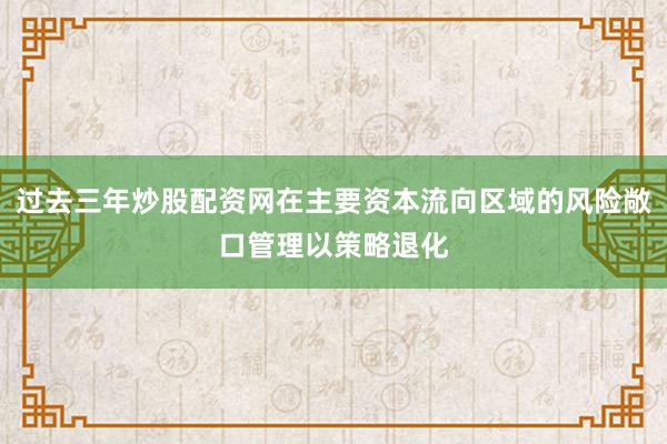 过去三年炒股配资网在主要资本流向区域的风险敞口管理以策略退化