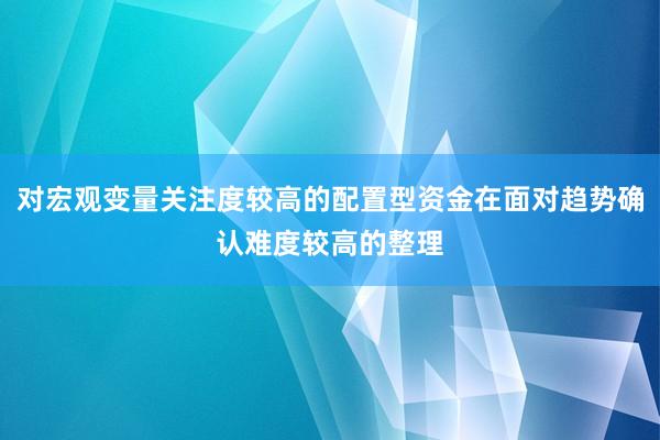 对宏观变量关注度较高的配置型资金在面对趋势确认难度较高的整理