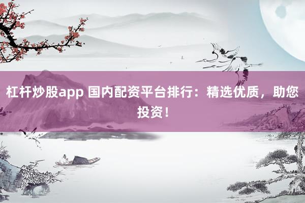 杠杆炒股app 国内配资平台排行：精选优质，助您投资！